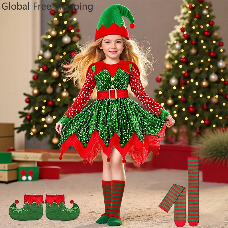 Elf Costume Christmas - Girls Christmas Costume Set Santa Claus