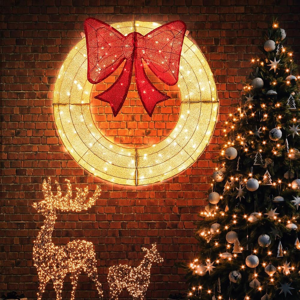 48 Inch Pre-Lit Christmas Wrea - Christmas Lights Outdoor 评论和价格