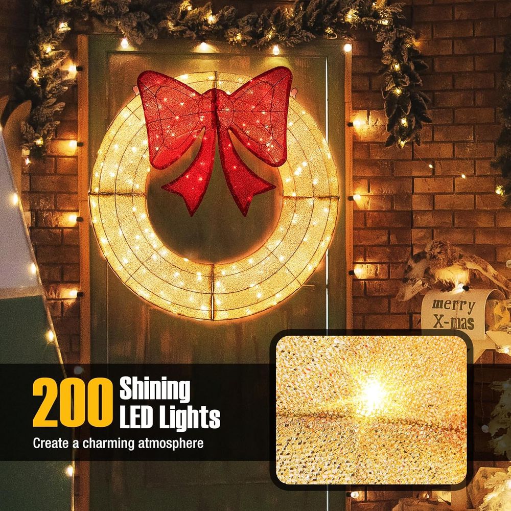 48 Inch Pre-Lit Christmas Wrea - Christmas Lights Outdoor 评论和价格