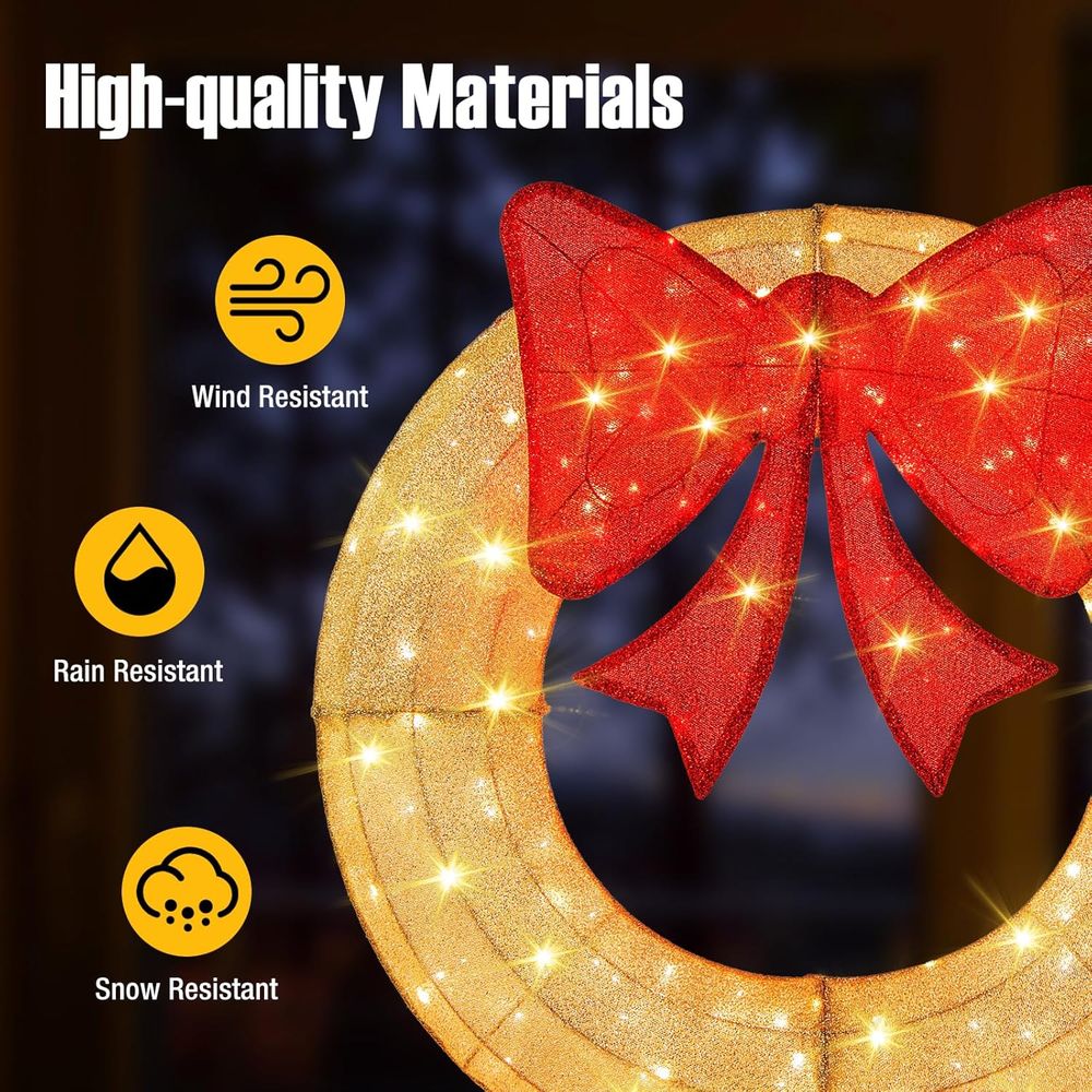 48 Inch Pre-Lit Christmas Wrea - Christmas Lights Outdoor 评论和价格
