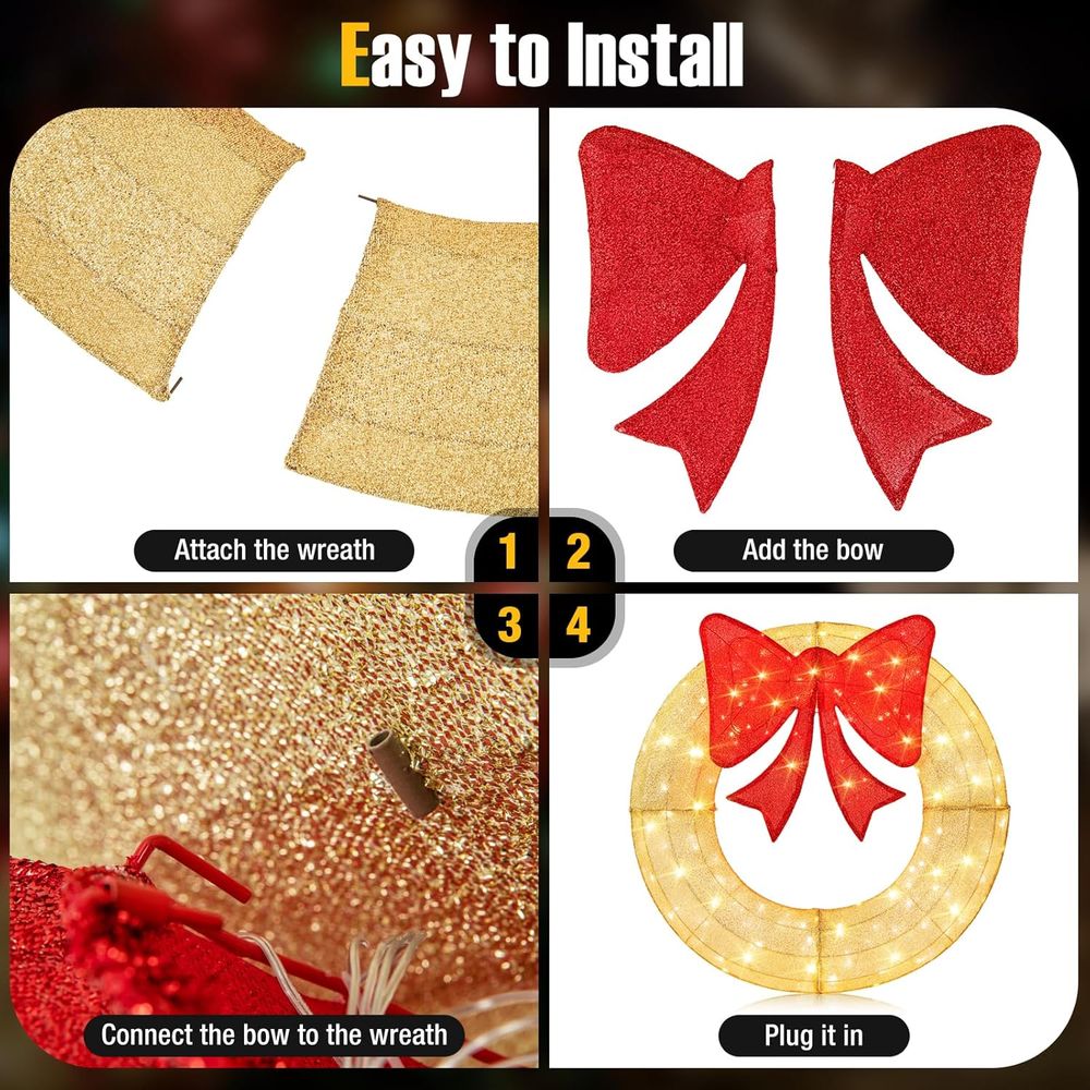 48 Inch Pre-Lit Christmas Wrea - Christmas Lights Outdoor 评论和价格