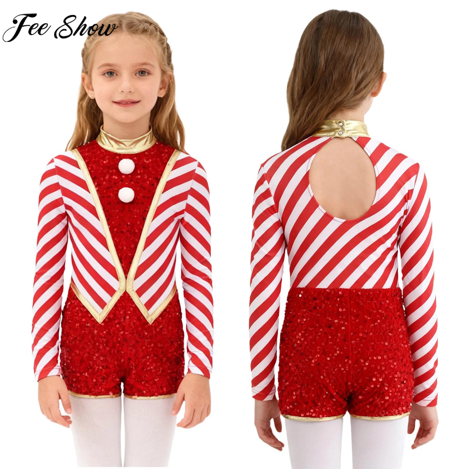 Kids Girls Long Sleeve Sequin  - Elf Costume Christmas 评论和价格