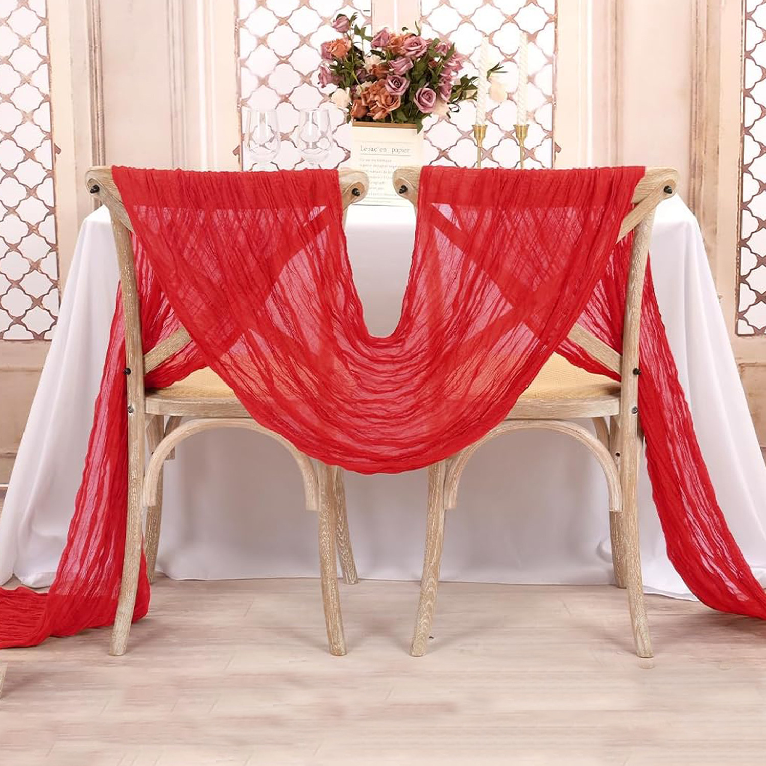 Red Table Runner Gauze Wedding - Christmas Table Runner 评论和价格