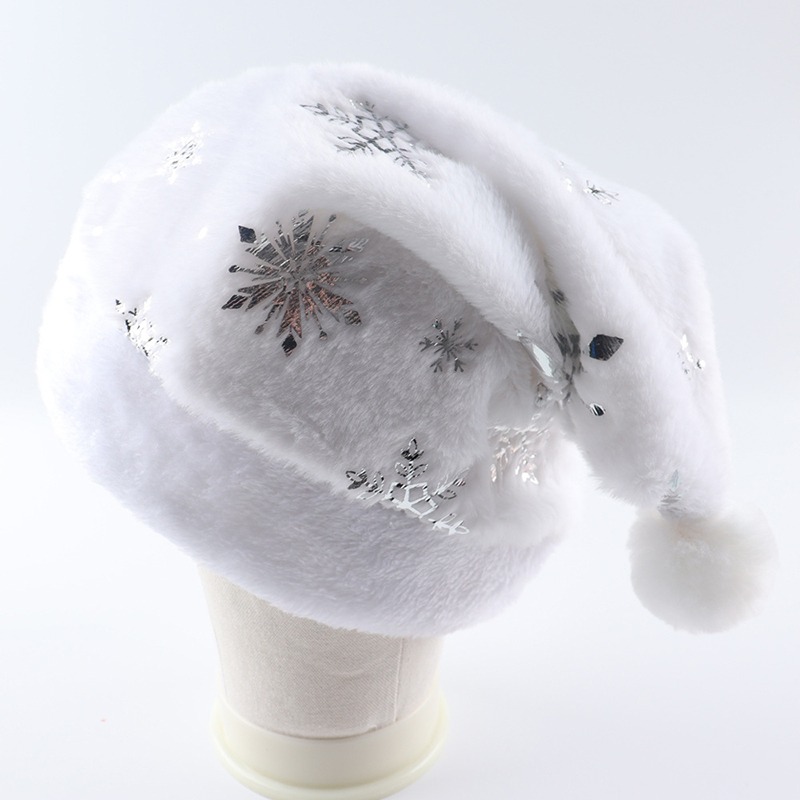 White Plush Christmas Hat Gold - Santa Hat Plush 评论和价格