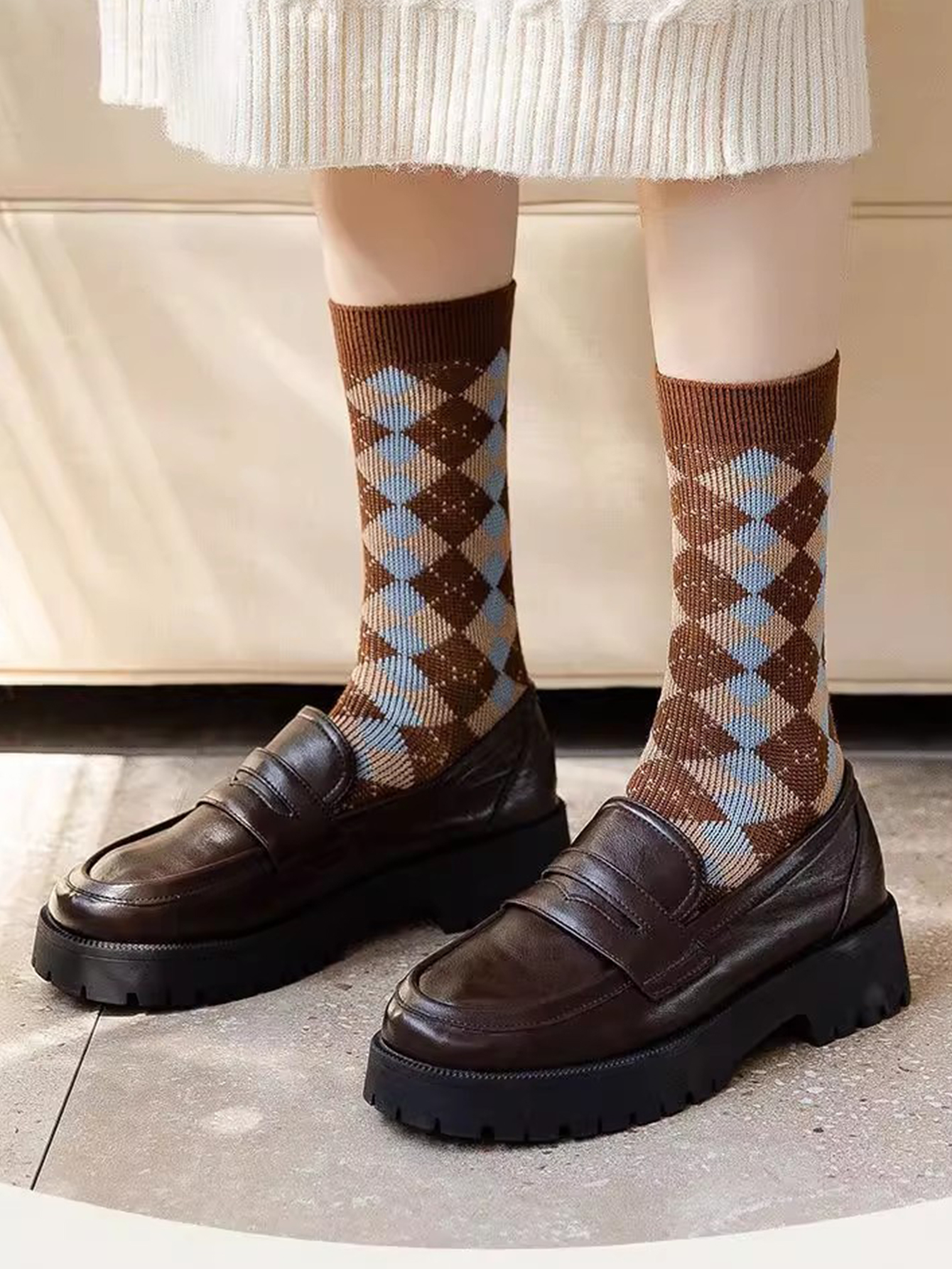 5 Pairs Women  Argyle Comforta - Christmas Throw Blanket 评论和价格