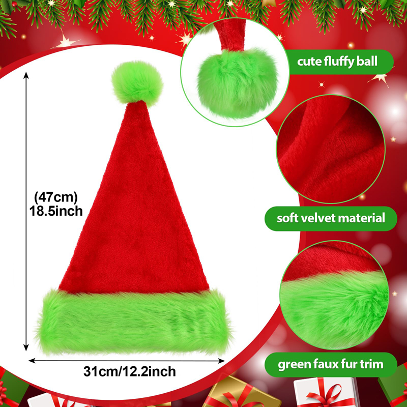 1pc, Santa Claus hat Christmas - Santa Hat Plush 评论和价格