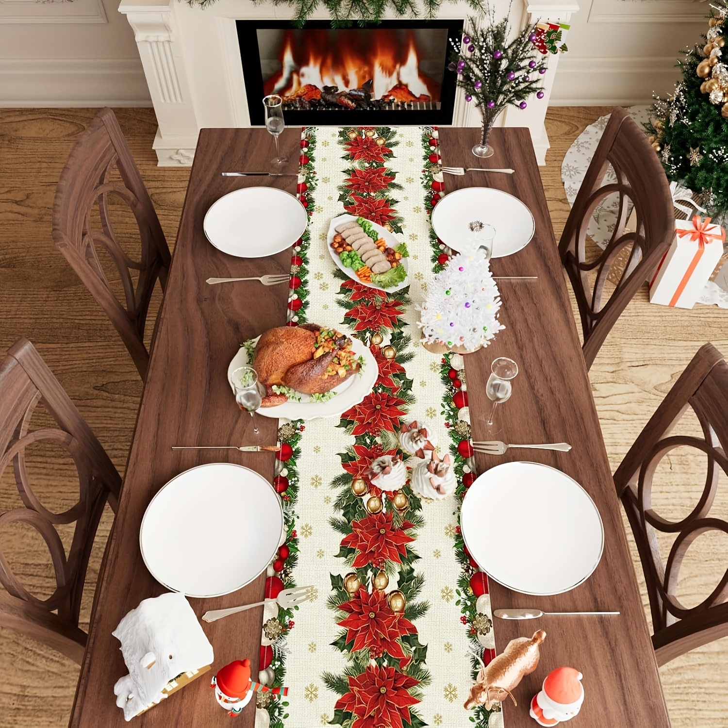 1pc Multi-Size Winter Floral T - Christmas Table Runner 评论和价格