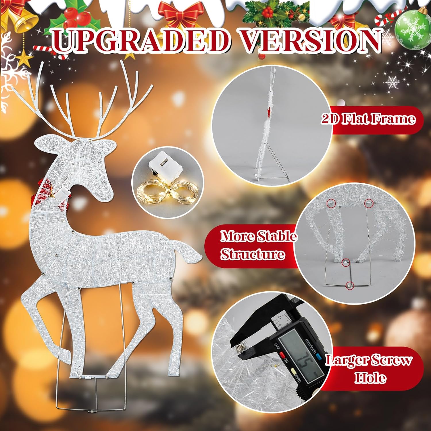 2D Lighted Reindeer Christmas  - Christmas Lights Outdoor 评论和价格