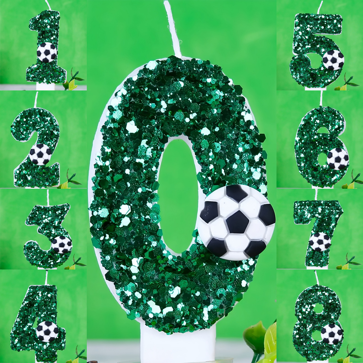 Boy Series 3D Green Football B - Holiday Candle Set 评论和价格