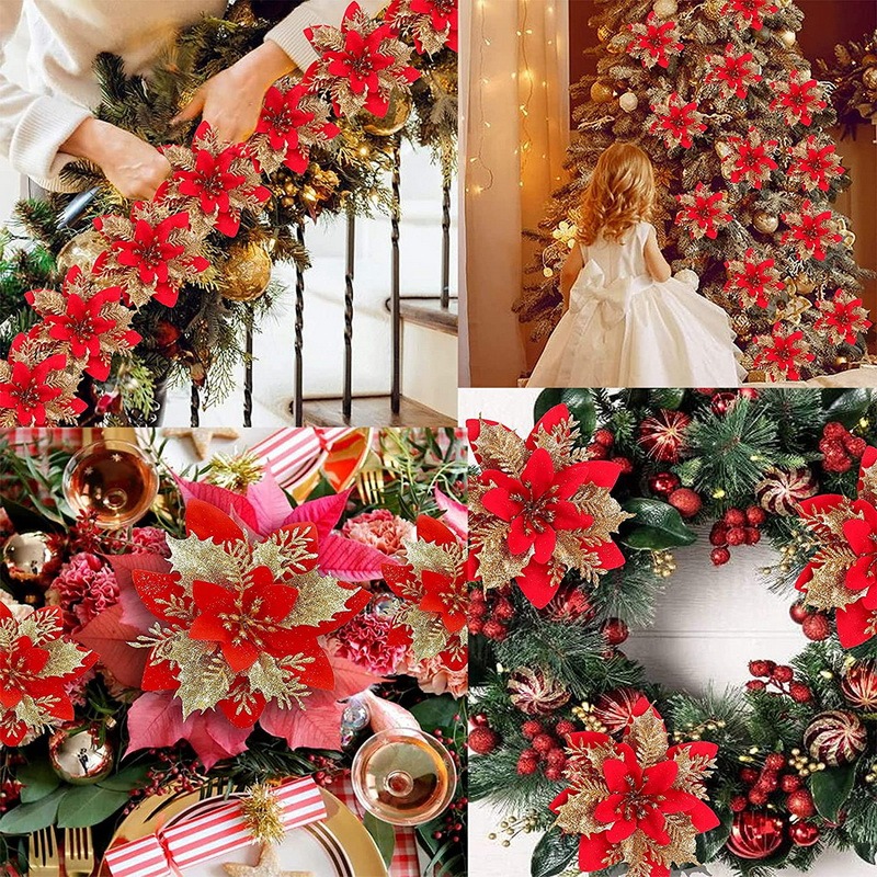 5PCS Christmas Flowers Christm - Christmas Tree Artificial 评论和价格