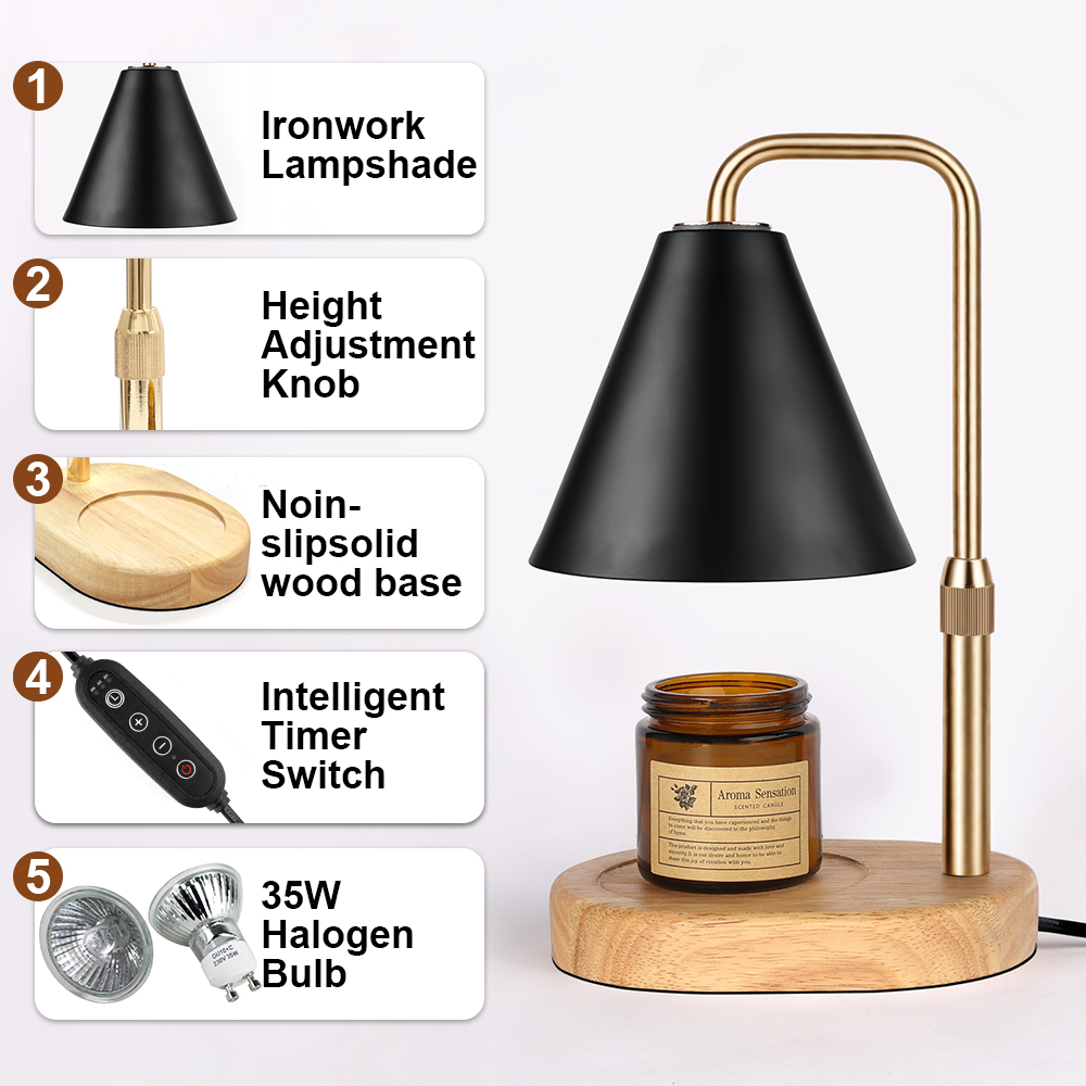 Black Candle Warmer Lamp with  - Holiday Candle Set 评论和价格