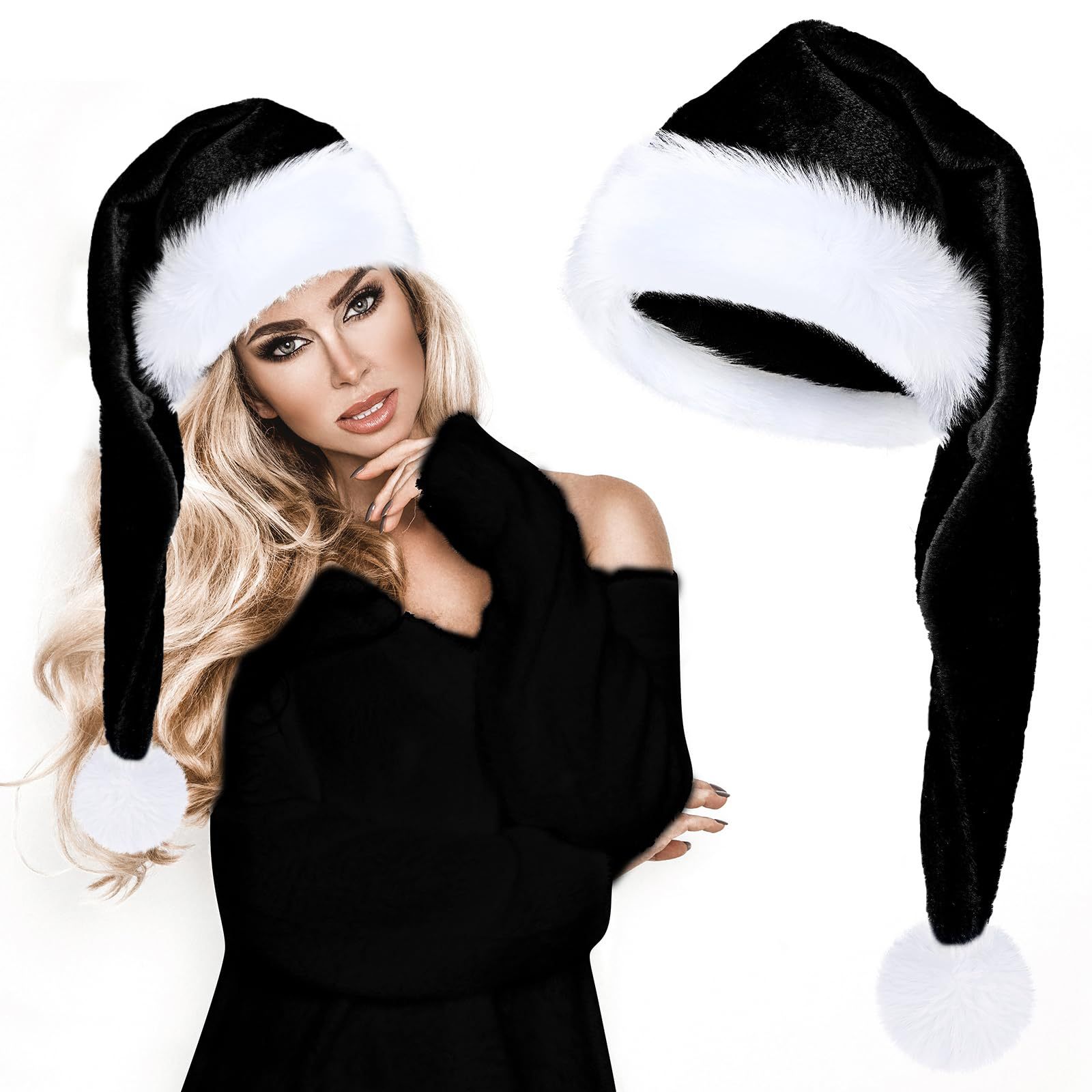 Long Plush Christmas Hat Red T - Santa Hat Plush 评论和价格