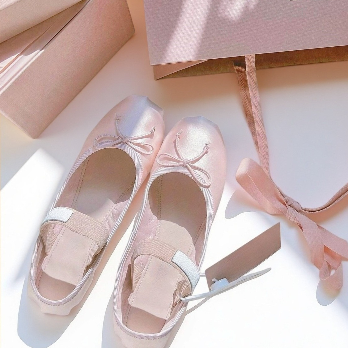 Luxury Ballet Flats, Women's P - Ribbon Bow Gift 评论和价格