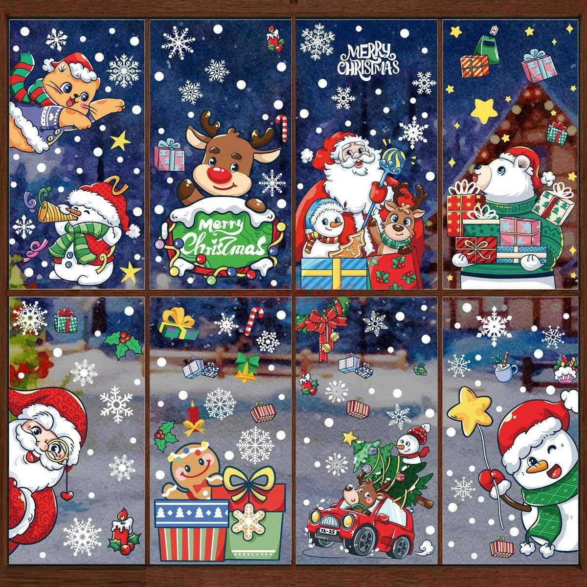 1set Snowman Static Window Sti - Snowflake Window Decal 评论和价格