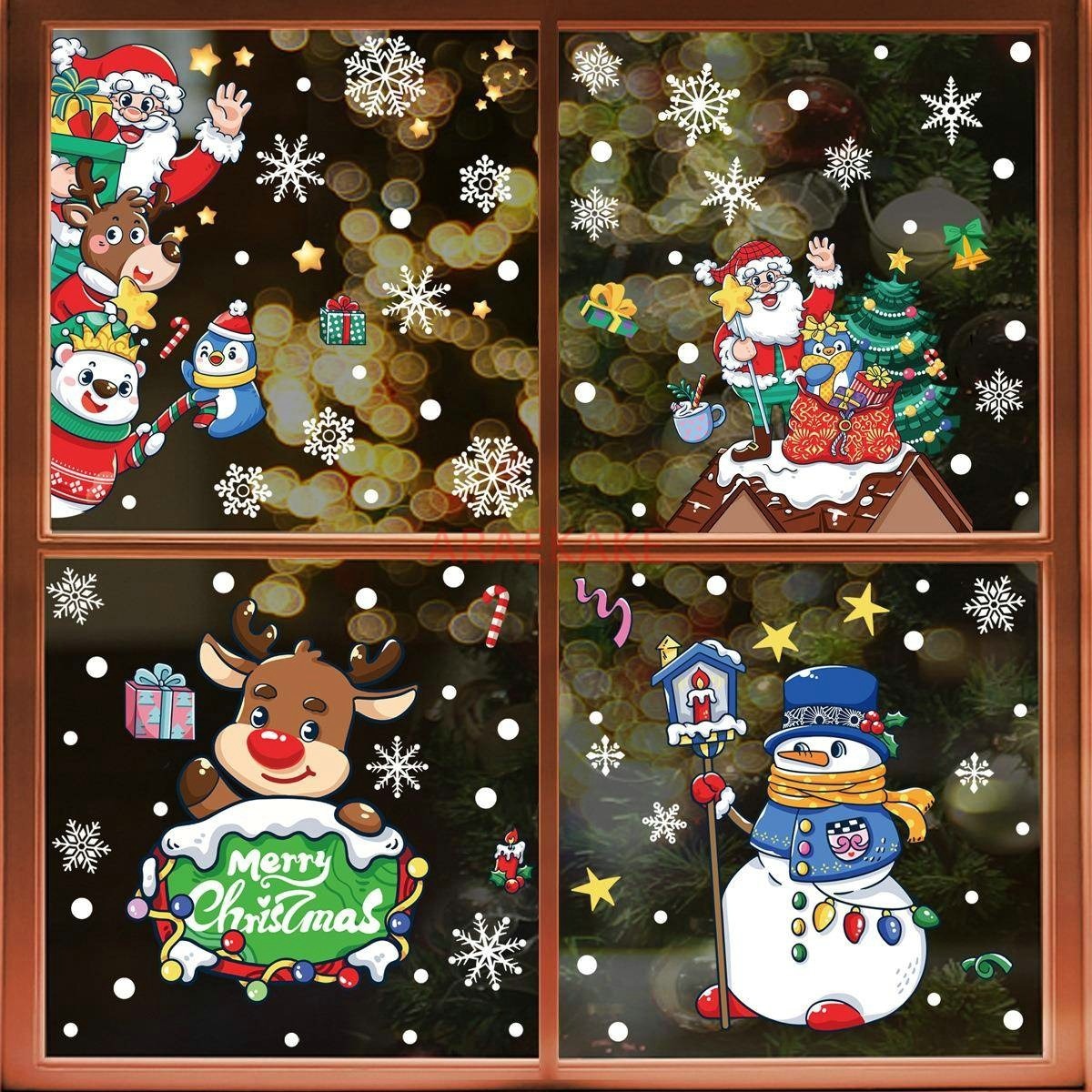 1set Snowman Static Window Sti - Snowflake Window Decal 评论和价格