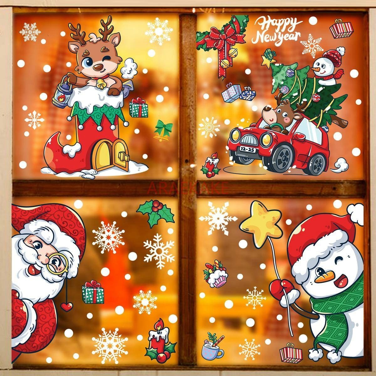1set Snowman Static Window Sti - Snowflake Window Decal 评论和价格