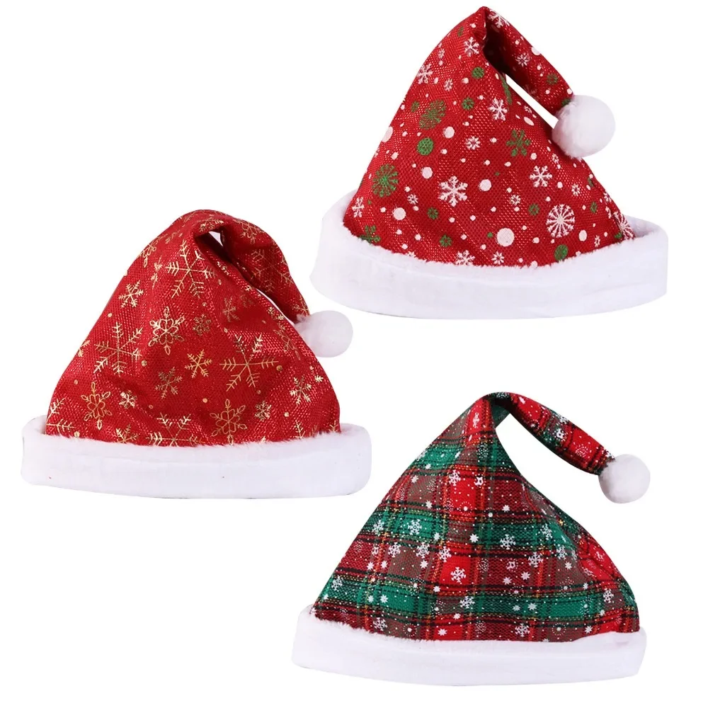Thick Christmas Hat Red Checke - Santa Hat Plush 评论和价格