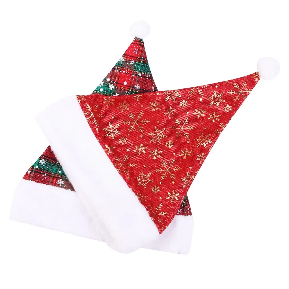 Thick Christmas Hat Red Checke - Santa Hat Plush 评论和价格