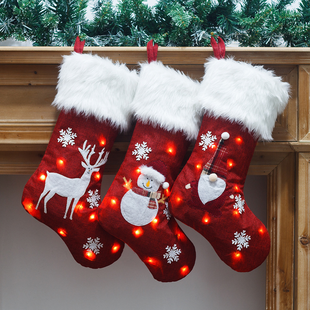 Christmas Socks With Led Light - Christmas Stocking Hanging 评论和价格