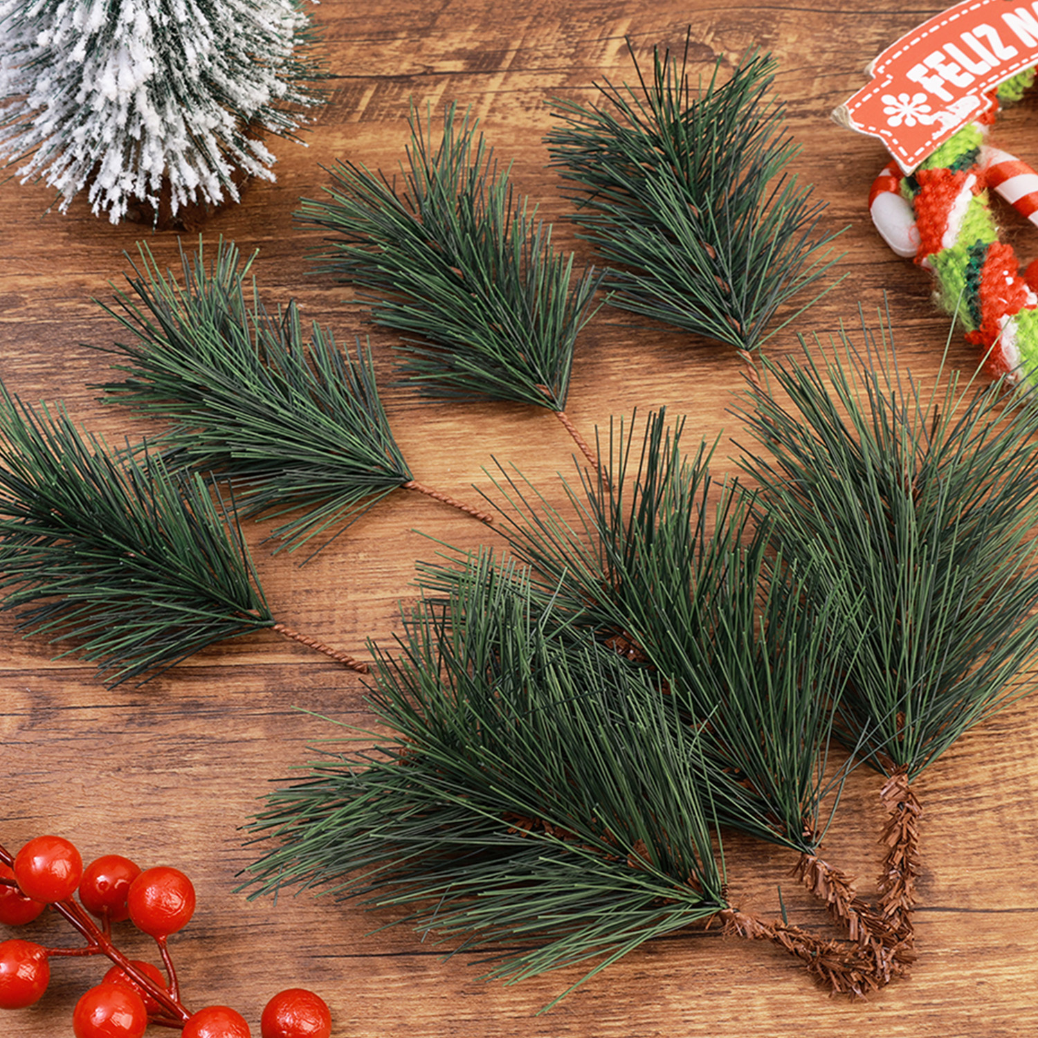 Fake Tree Leaves Branches Arti - Christmas Wreath Fake 评论和价格