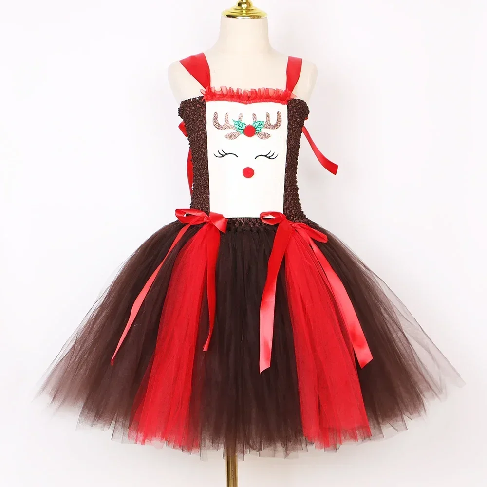 Christmas Party Tutu Dress Rud - Reindeer Antlers Headband 评论和价格