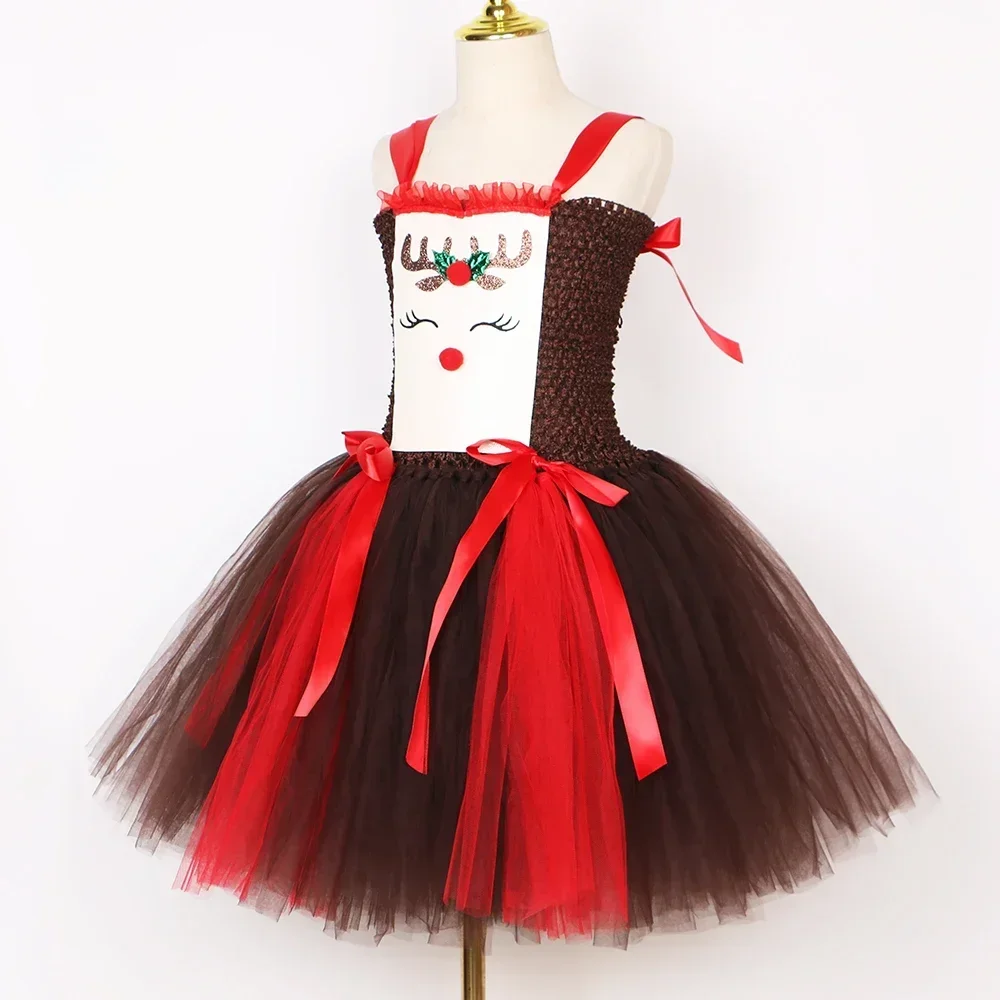 Christmas Party Tutu Dress Rud - Reindeer Antlers Headband 评论和价格