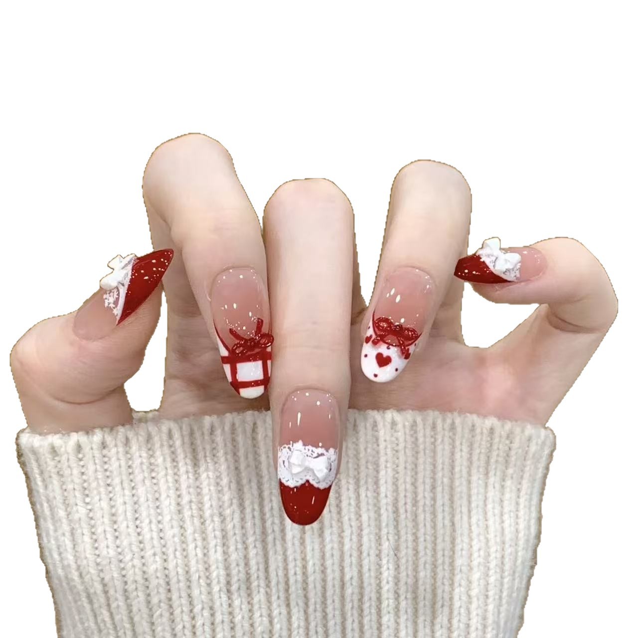 10pcs Handmade Press on Nails  - Christmas Throw Blanket 评论和价格