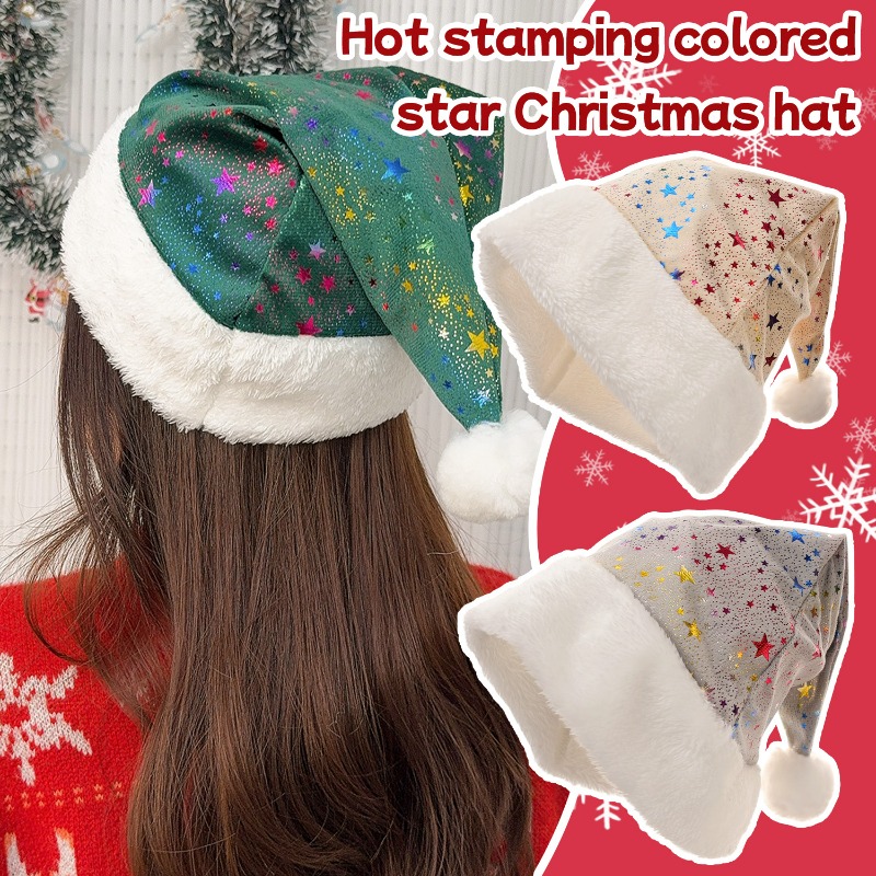 1-10Pcs Christmas Hat Warm Red - Santa Hat Plush 评论和价格