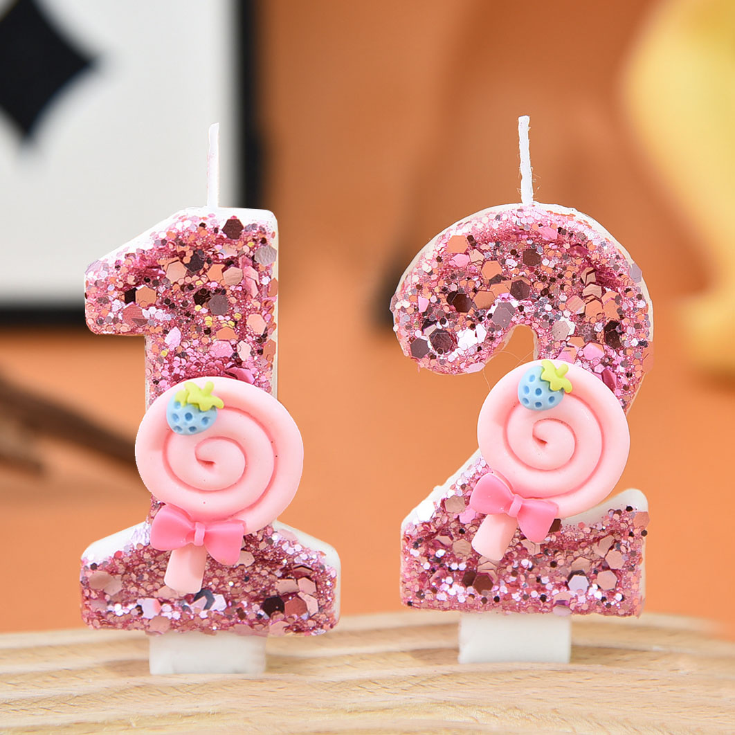 1pc Large 0-9 Numbers Pink Lol - Holiday Candle Set 评论和价格