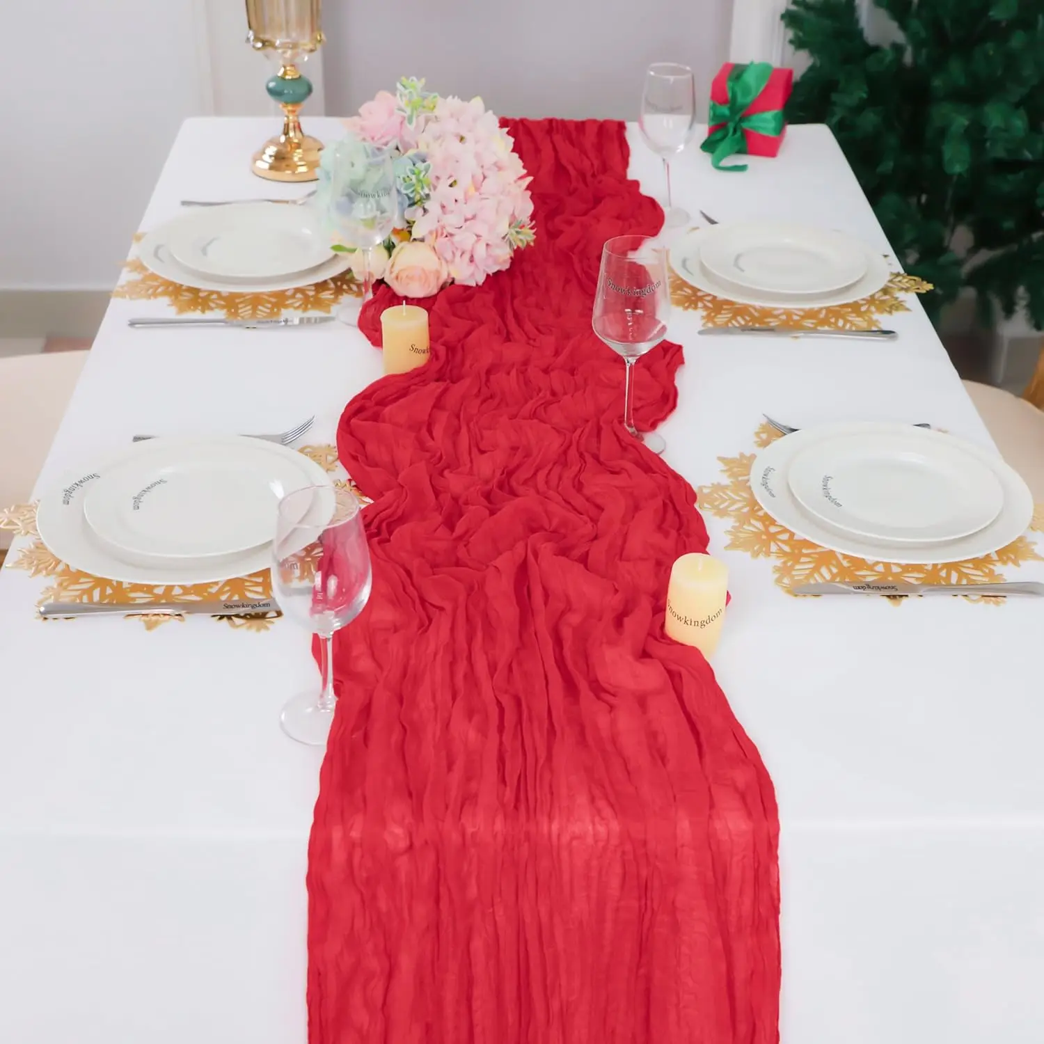 Valentine Red Long Table Runne - Christmas Table Runner 评论和价格