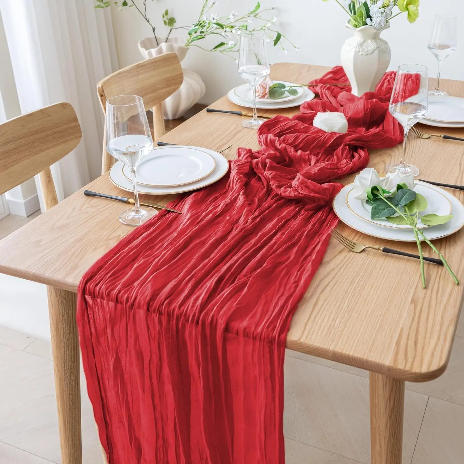 Valentine Red Long Table Runne - Christmas Table Runner 评论和价格