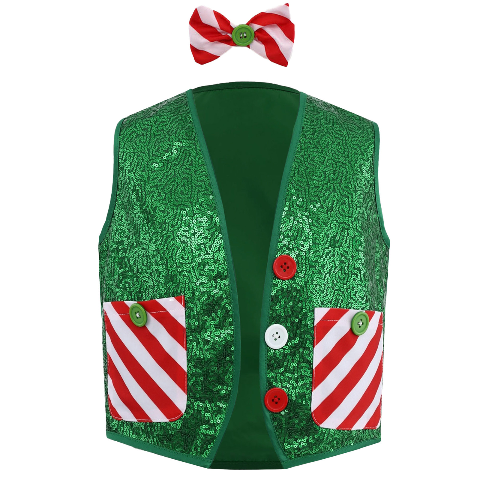 Boys Girls Christmas Shiny Seq - Elf Costume Christmas 评论和价格