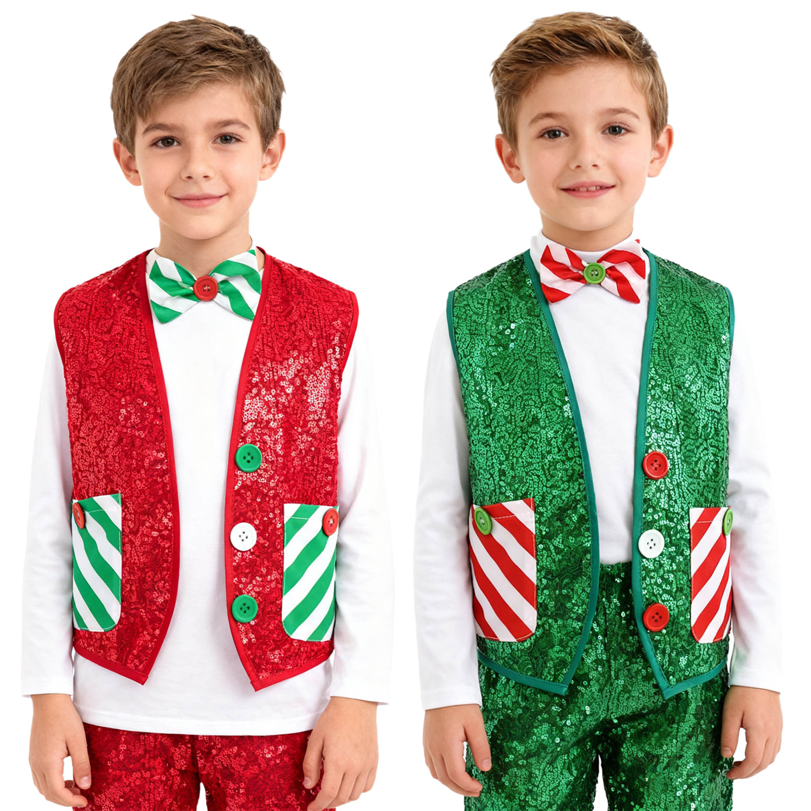 Boys Girls Christmas Shiny Seq - Elf Costume Christmas 评论和价格