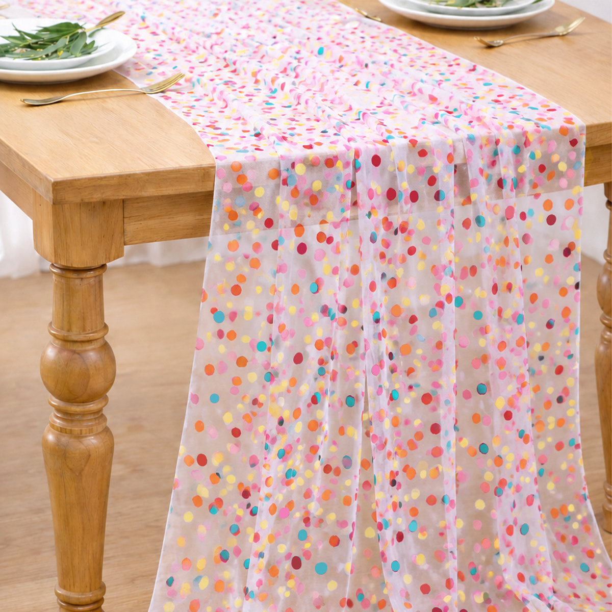 Colorful Dot Gauze Table Runne - Christmas Table Runner 评论和价格