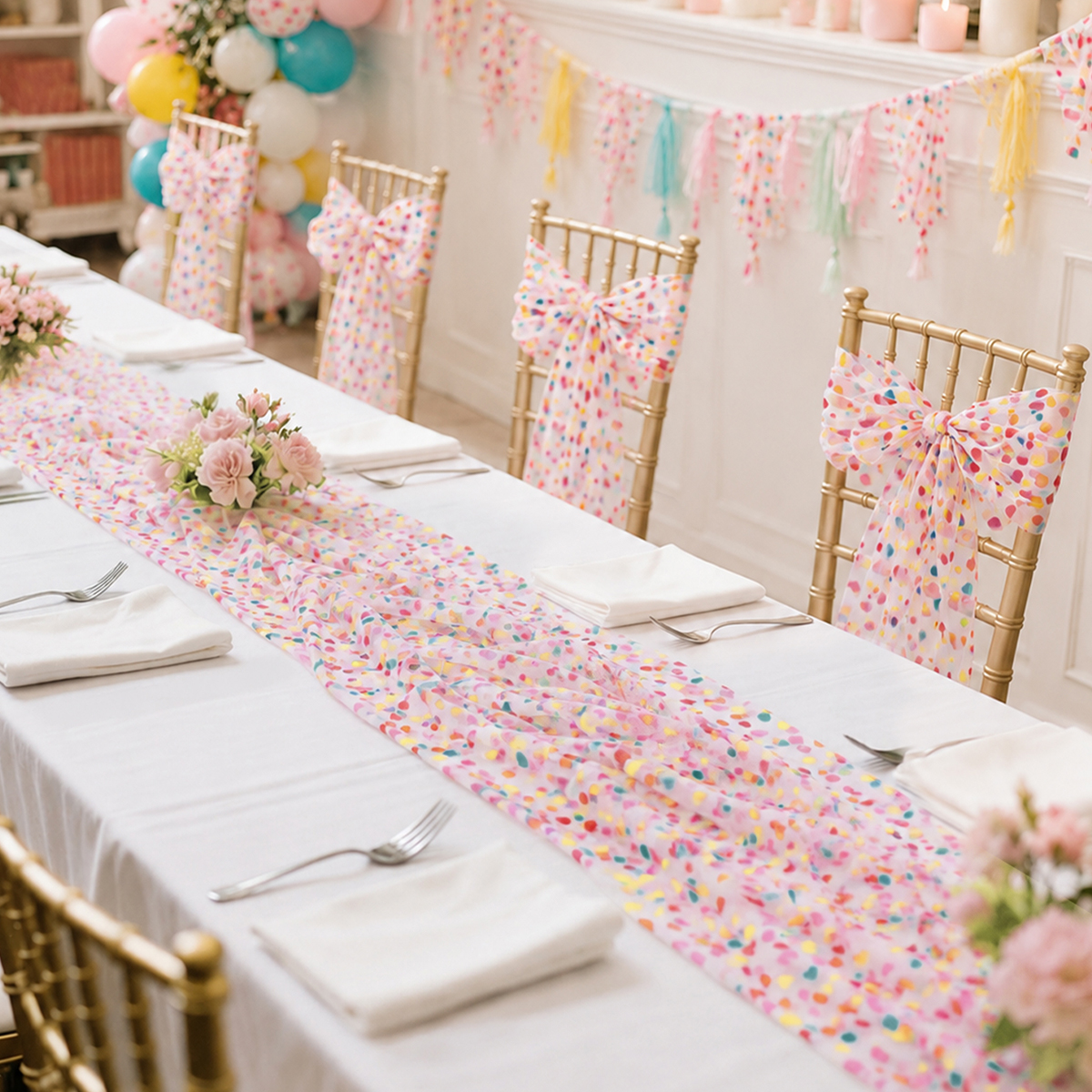 Colorful Dot Gauze Table Runne - Christmas Table Runner 评论和价格