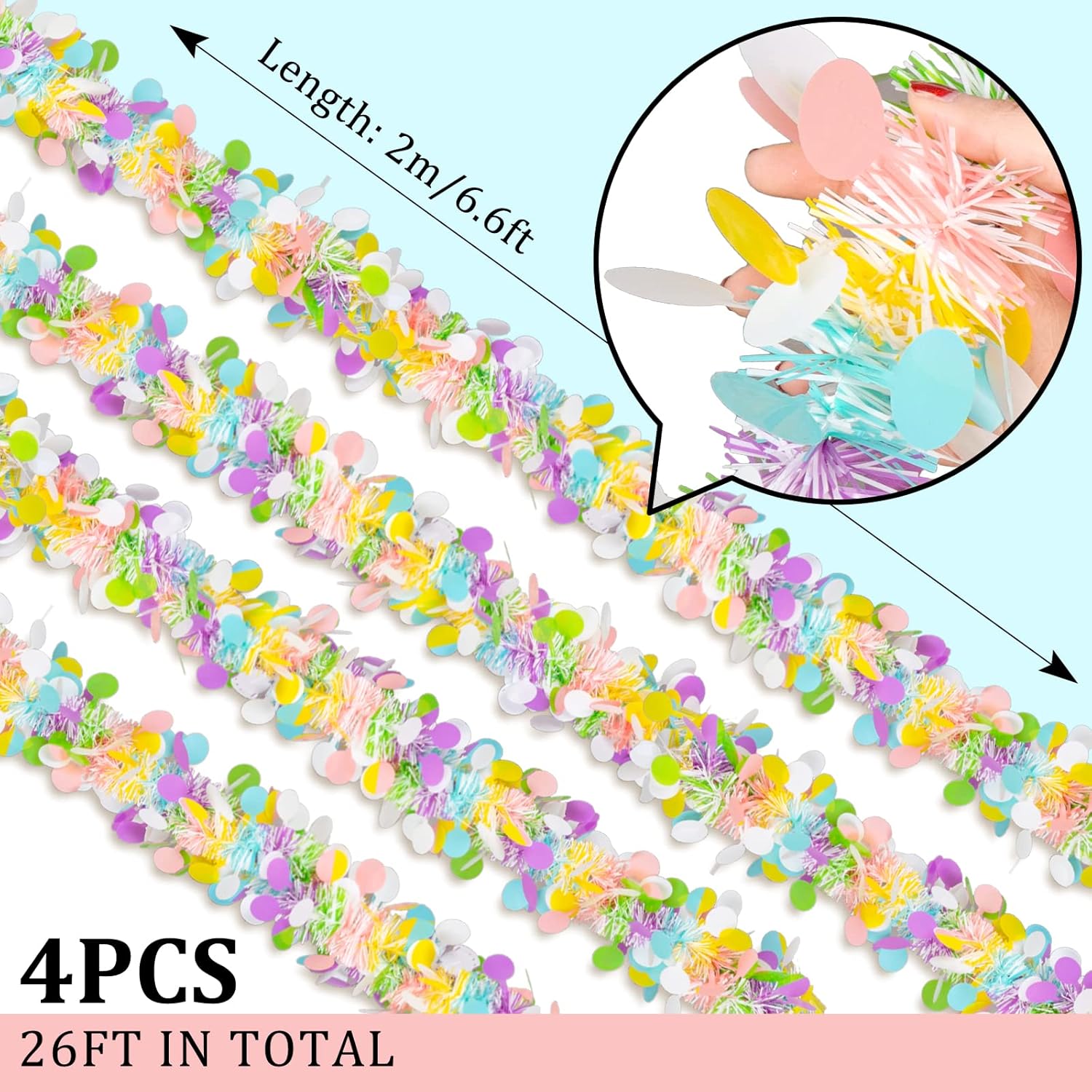 4pc Easter Tinsel Garlands Col - Tinsel Garland Decoration 评论和价格
