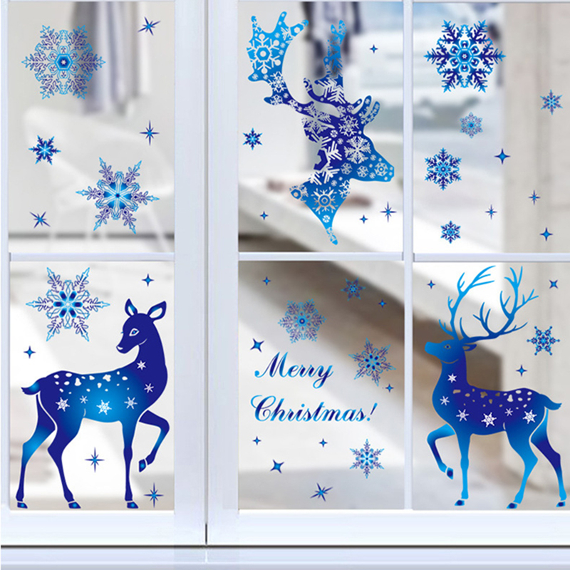 Christmas Window Stickers Elk  - Snowflake Window Decal 评论和价格