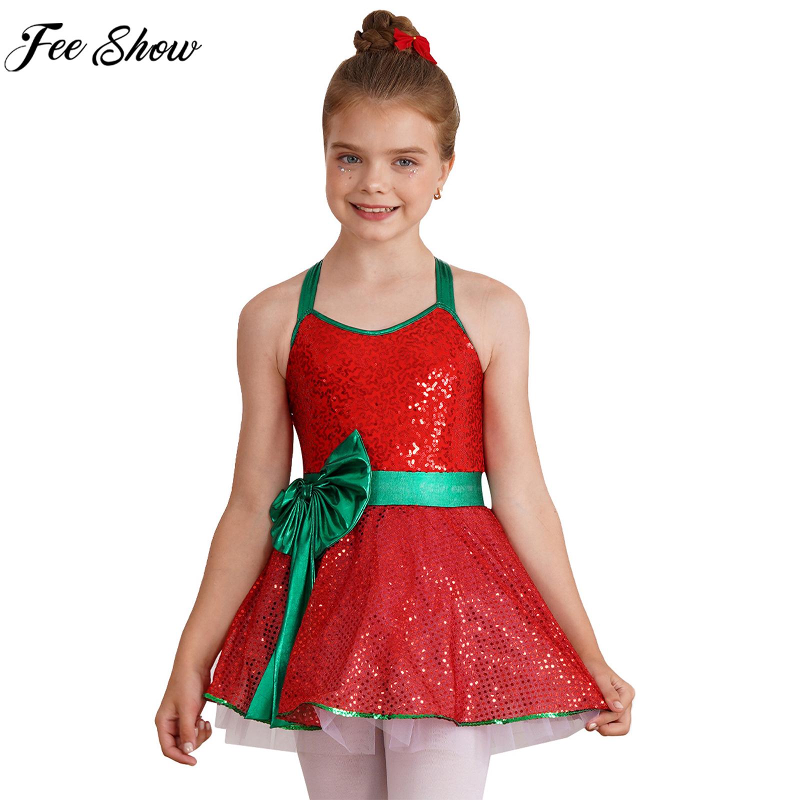 Girls Christmas Dance Dress Sl - Elf Costume Christmas 评论和价格